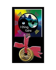  3 I Ching Coins Tied with Red Ribbon