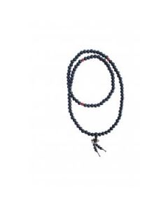 Mala Bead Necklace, black with red spacers BD041