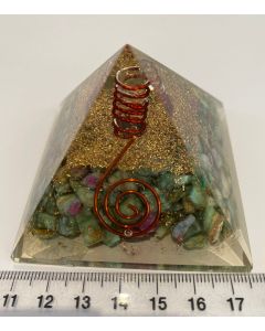 Ruby and Fuchsite Orgonite Pyramid CH40