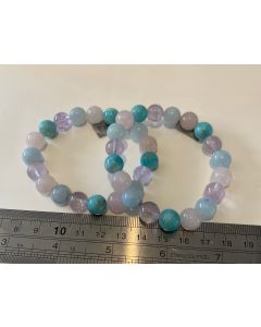 Rose Quartz, Amethyst, Amazonite & Aquamarine Bracelet CM494