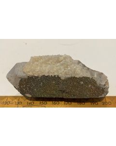Pyrite and Calcite on Clear Quartz  GT396