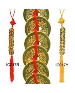 9 Gold Emperor Coins Tied with Yellow Tassel