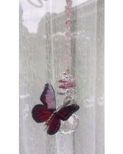 Butterfly with Rose Quartz Crystals  N256CSP