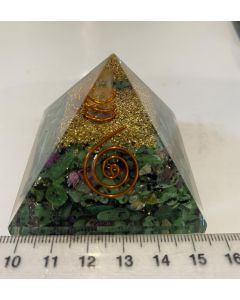 Ruby and Fuchsite Small Orgonite Pyramid OA05