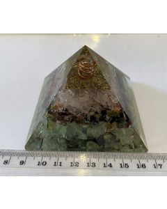 Orgonite Prehnite , Tourmaline , Rose Quartz Pyramid KK856