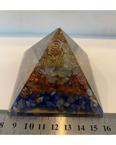 Orgonite  Lapis Lazuli  Carnelian and Clear Quartz Pyramid OA21