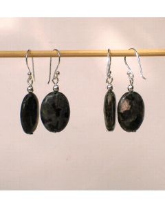 Lavikite or Black Moonstone Oval Earrings E761