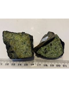 Olivine , Peridot on Basalt Slice ROF12