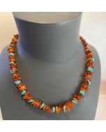 Amber Baltic  and Turquoise Necklace TT01