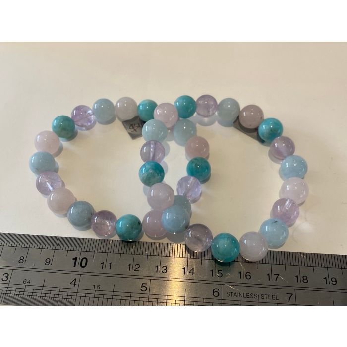 Rose Quartz, Amethyst, Amazonite & Aquamarine Bracelet CM494