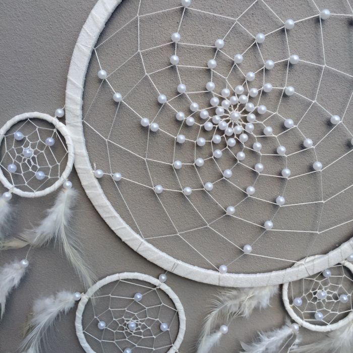 Dream Catcher  White with Pearls DC34a