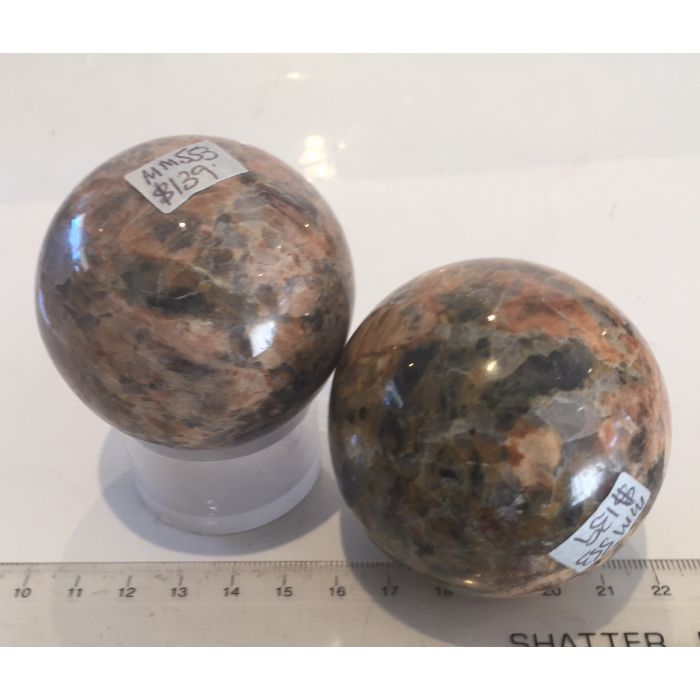 Peach Moonstone and Epidote Sphere MM553