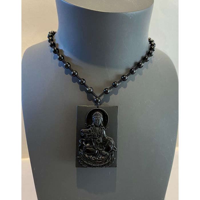 Black Obsidian Quan Yin Necklace N20