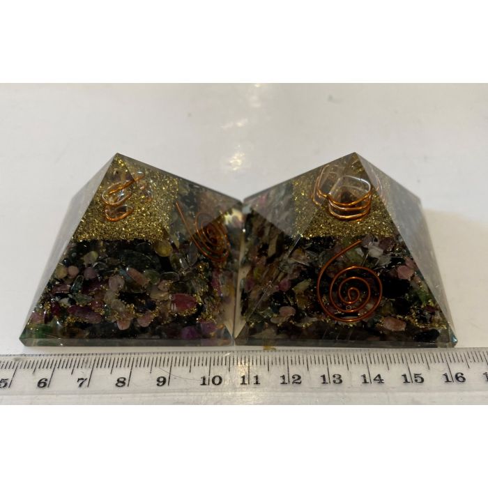 Multi Colour Tourmaline Orgonite Pyramid OA17