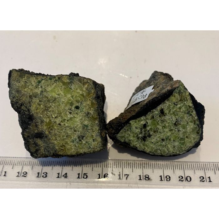 Olivine , Peridot on Basalt Slice ROF12